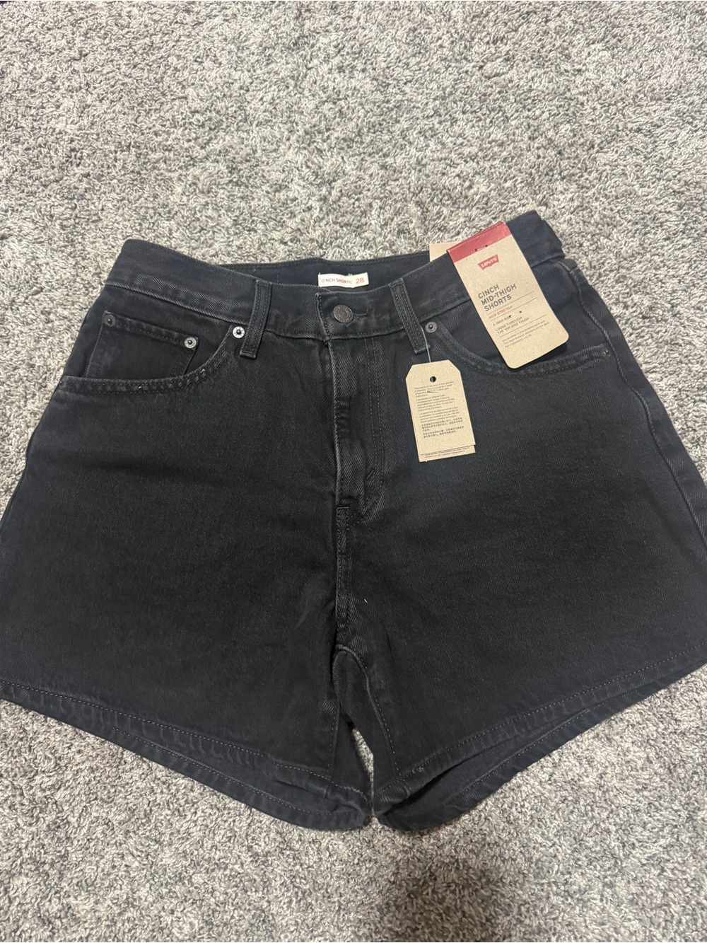Levi’s Black Cinch High-Rise Denim Shorts
